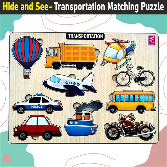 Wooden Hide and See Transportation Puzzle