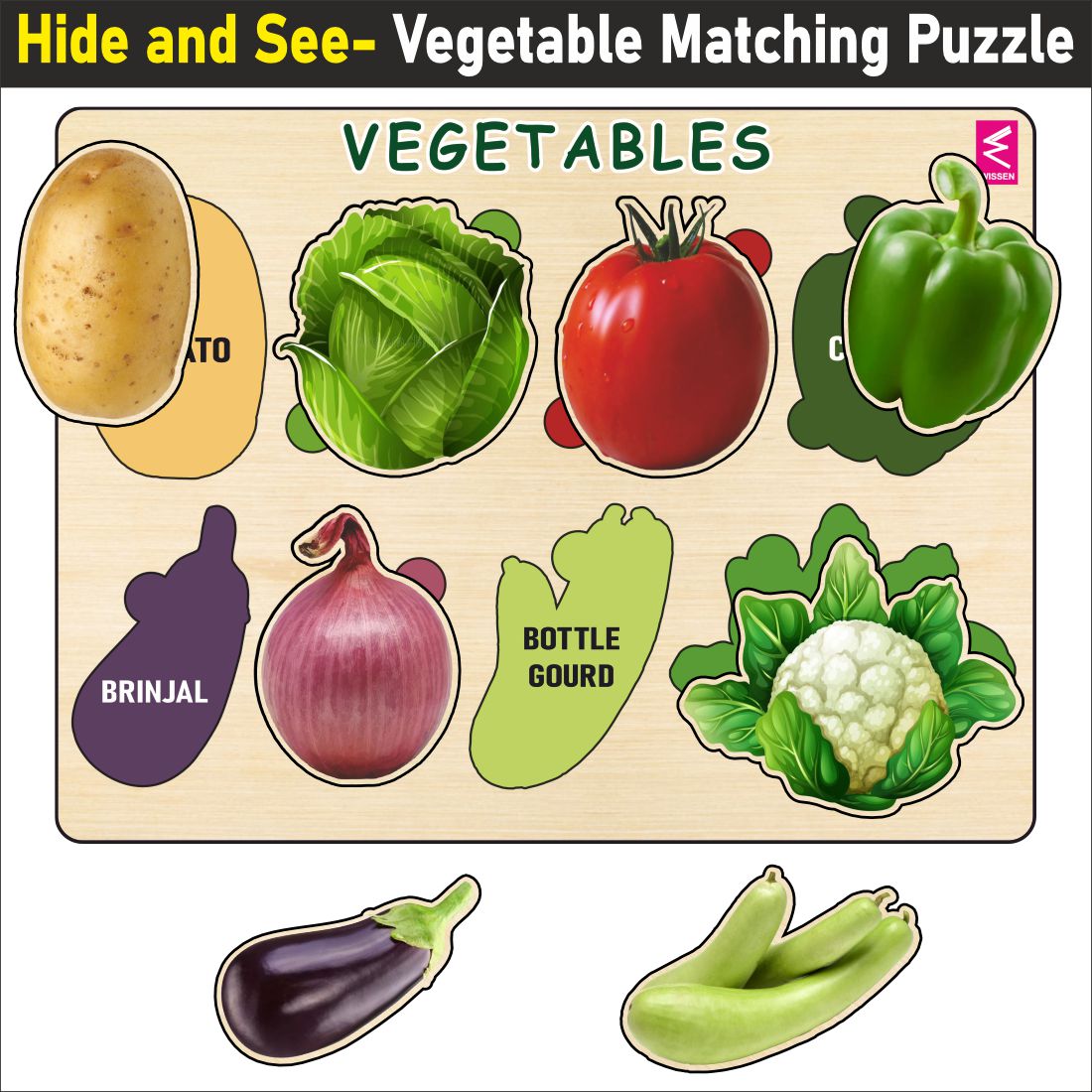 Wooden Hide and See Vegetable Puzzle