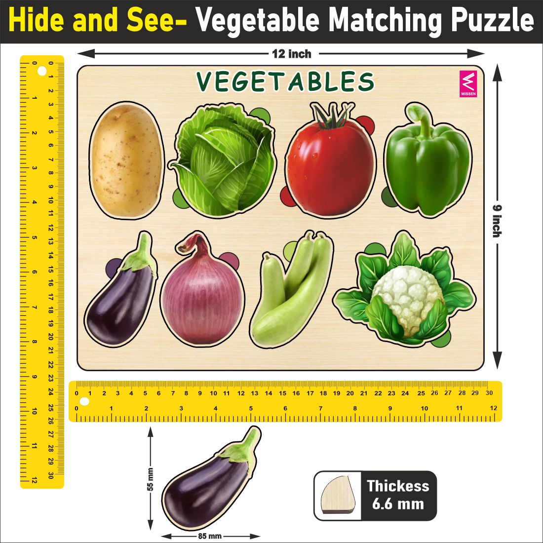 Wooden Hide and See Vegetable Puzzle