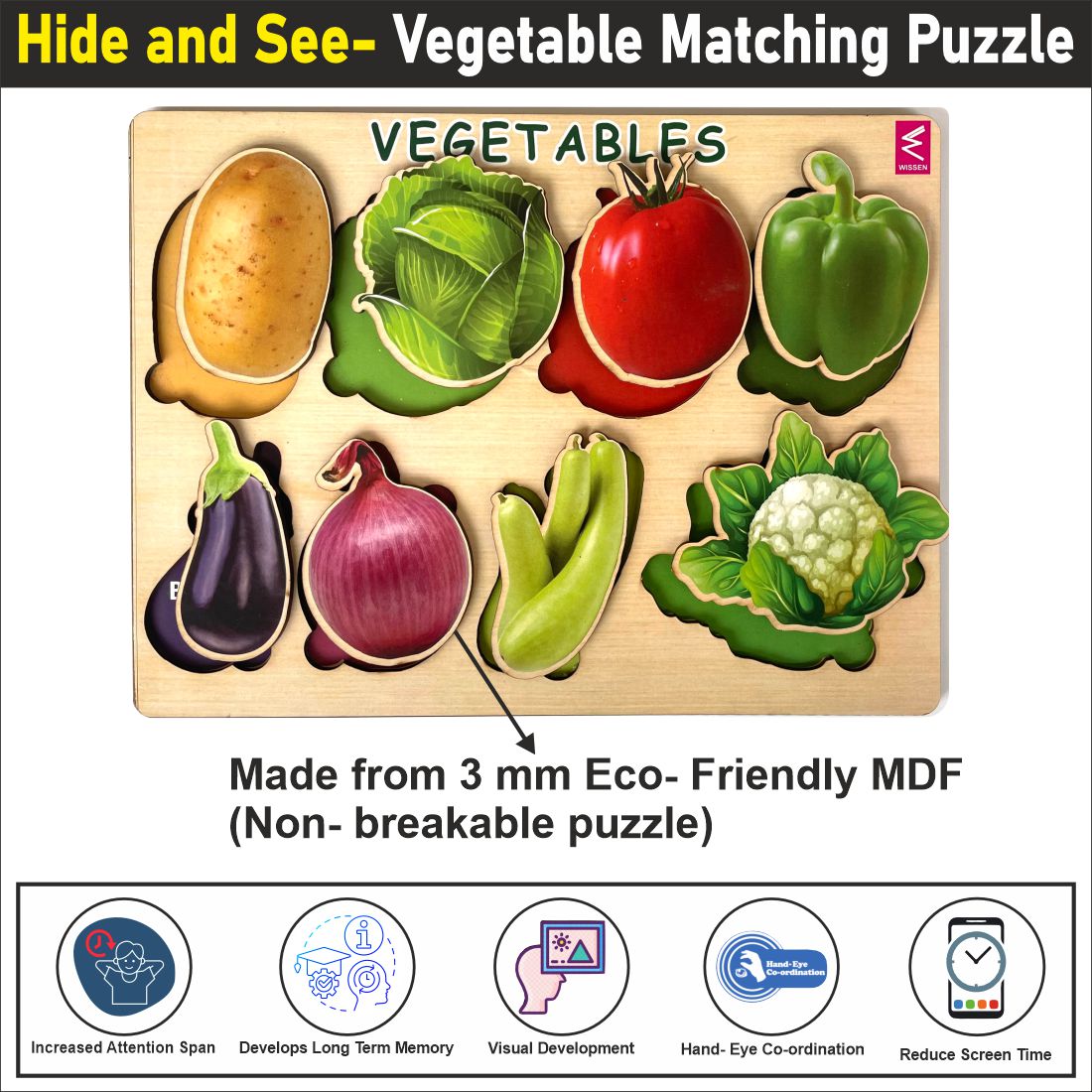 Wooden Hide and See Vegetable Puzzle