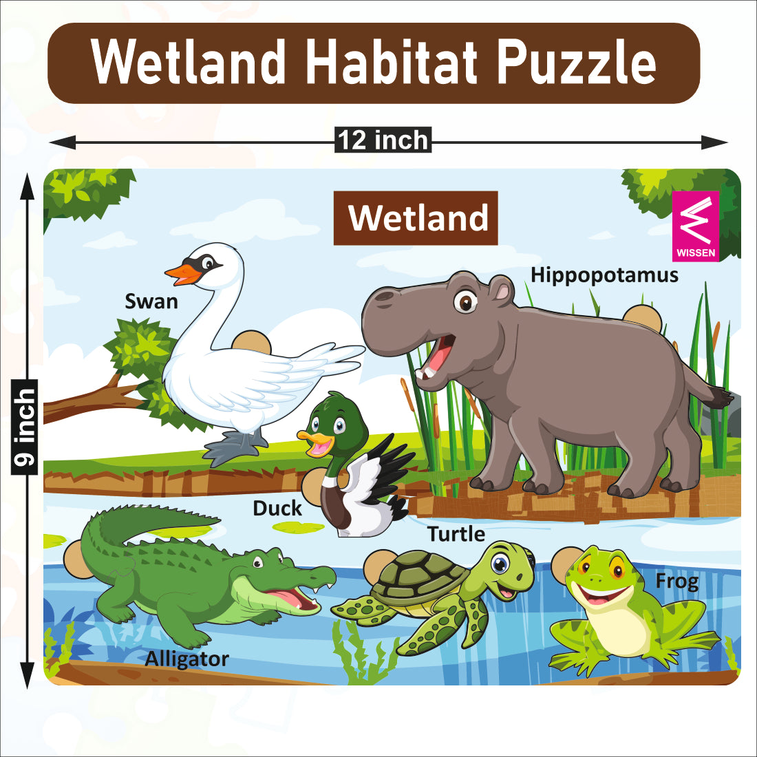 Wooden Wetland Habitat Learning Puzzle board game for kids