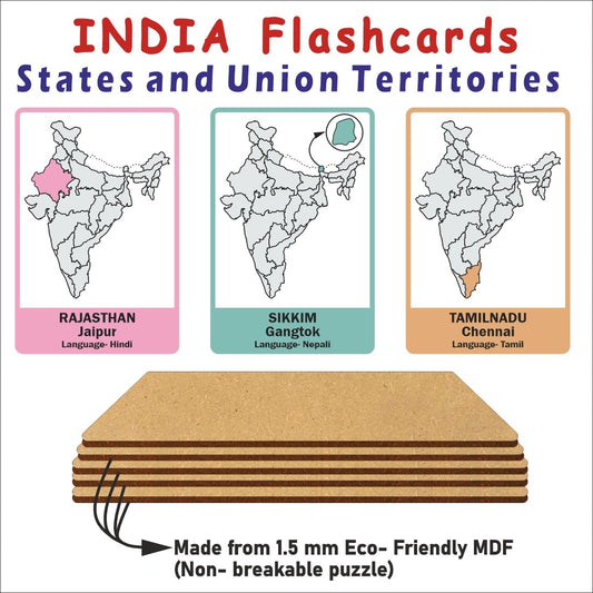 Wooden(MDF) India Map Flash Cards