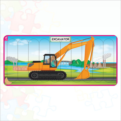 Wooden Strip Puzzle -My Excavator Design  -9*4 inch