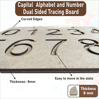 Wooden Dual Side Capital Alphabet and Number Tracing Board for Kids