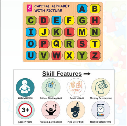 Wooden Capital Alphabet matching with pictures puzzle -12*9 inch