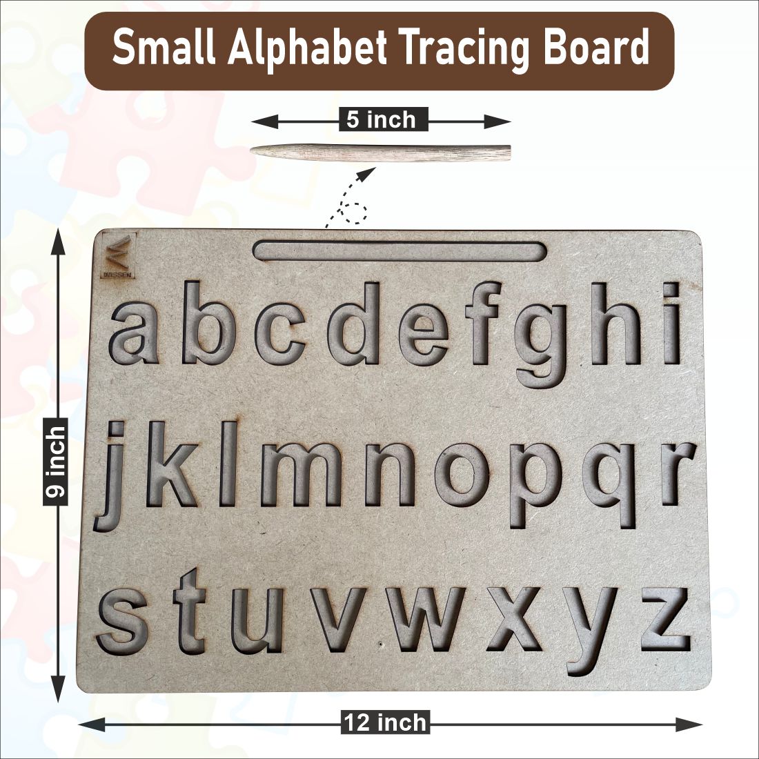 Wooden Small Alphabet Tracing board- 12*9 inch for kids