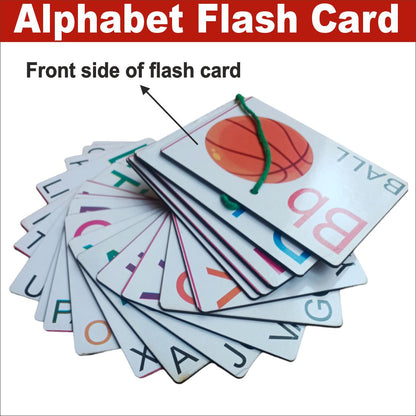 Wooden (MDF) Alphabet Learning Flash card with lacing thread.