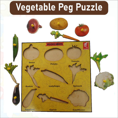 Wooden Vegetable Learning Educational  Peg Board Puzzle -12 *12 inch