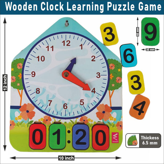 Wooden Clock Learning Activity Board Game for Kids