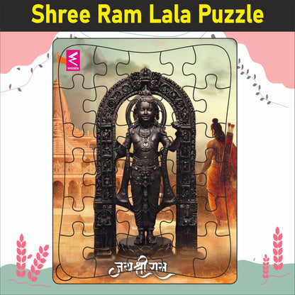 Shri Ram Lalla Wooden Jigsaw Puzzle : Explore Ayodhya's Majesty with Shri Ramlalla's Serene Design