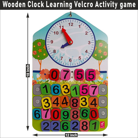 Wooden Clock Learning Wall Activity Game for Kids