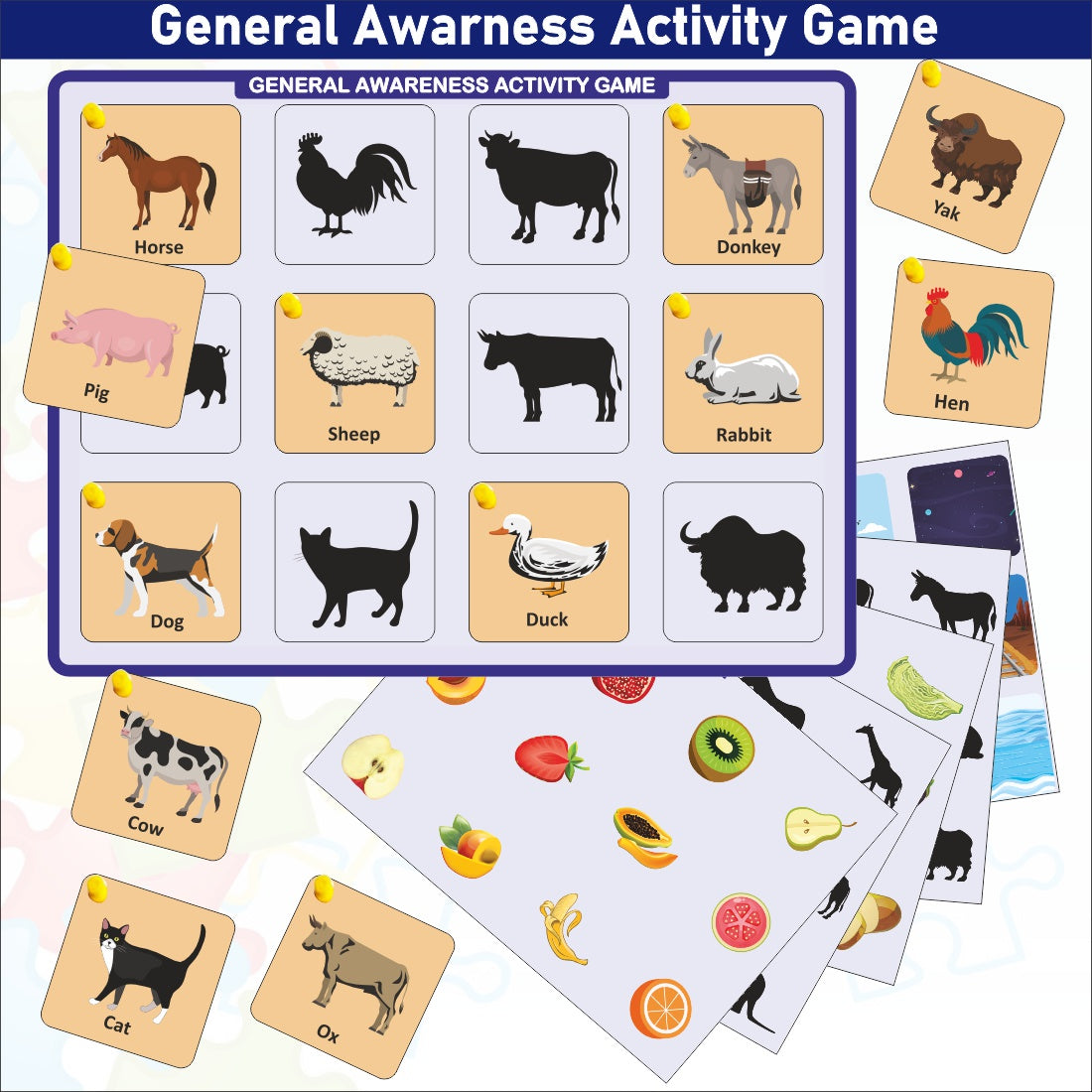 Wissen Wooden General Awareness Activity Game -5 in 1 Activities for Kids