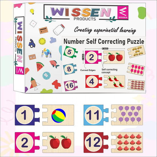 Wooden Numbers 1-20 Self Correcting Puzzles for Kids