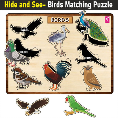 Wooden Hide and See Birds Puzzle