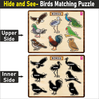 Wooden Hide and See Birds Puzzle