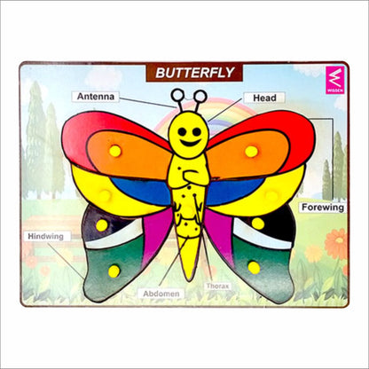 Wooden Butterfly parts Peg board puzzle- 12*9 inch