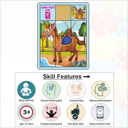 Wooden Horse and Foal Sliding Puzzle Game