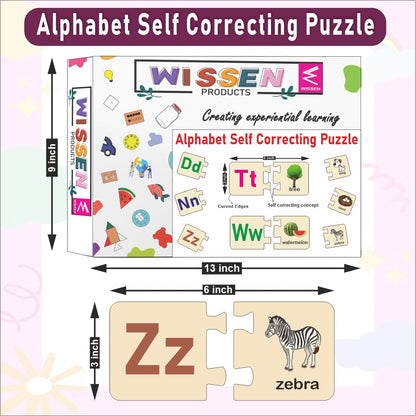 Wooden Alphabet A-Z Self Correcting Puzzle for kids