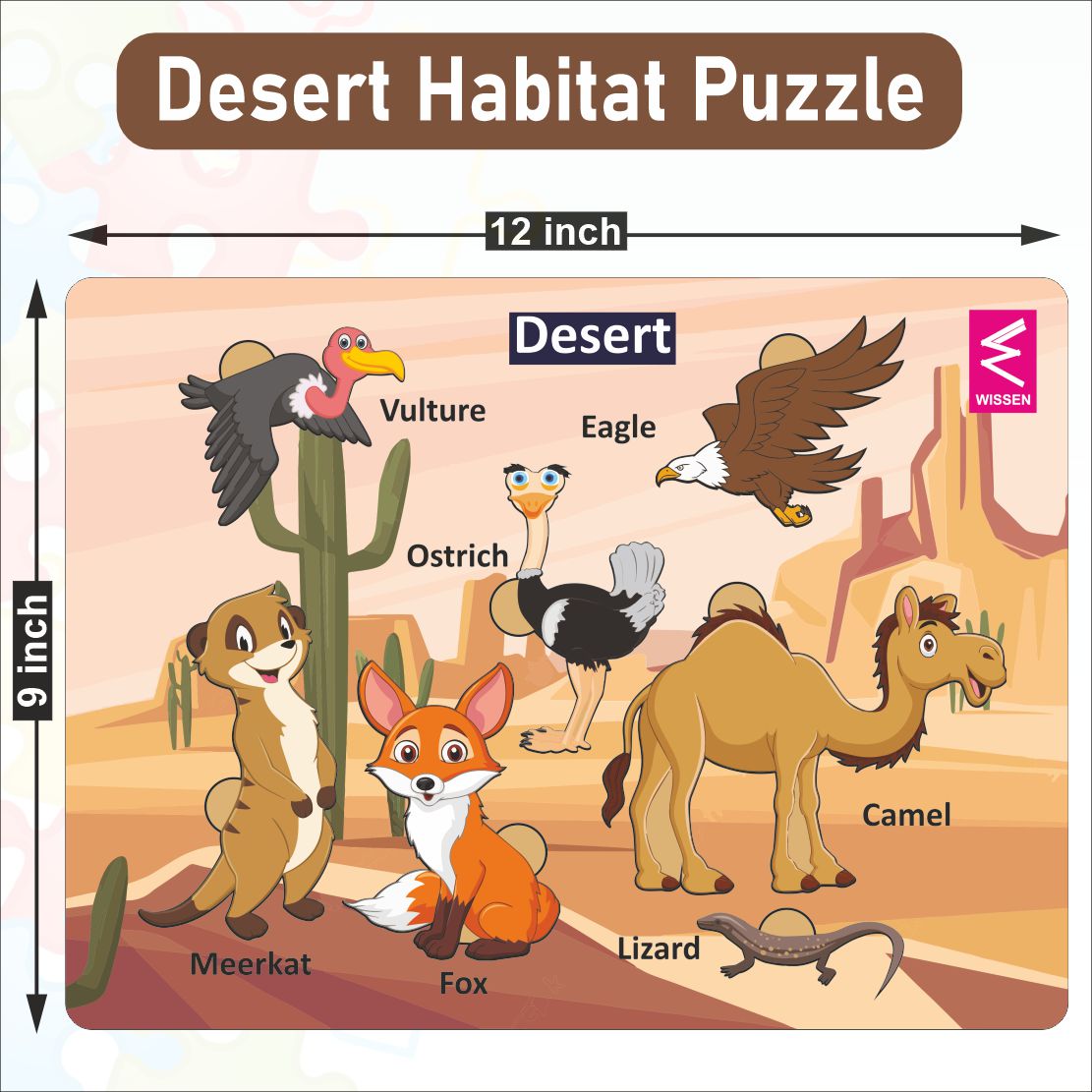 Wooden Desert Habitat Learning Puzzle board game for kids