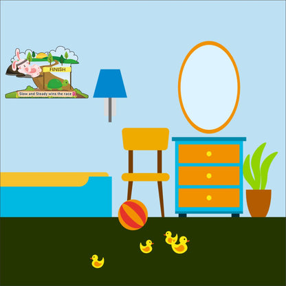 Wooden(MDF) Wall Decor Cutout for kids- Slow and Steady wins the race-Learning through Fun design - 12*18 inch