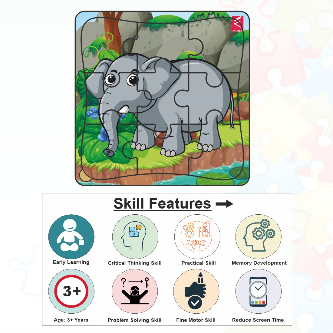 Wooden jigsaw Puzzle- 6*6 inch Elephant Theme