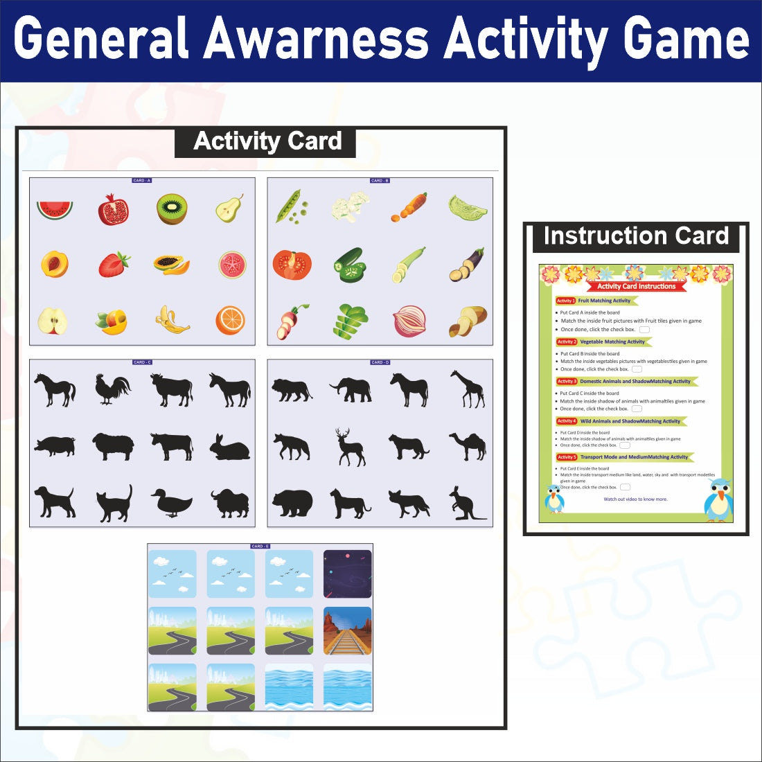 Wissen Wooden General Awareness Activity Game -5 in 1 Activities for Kids