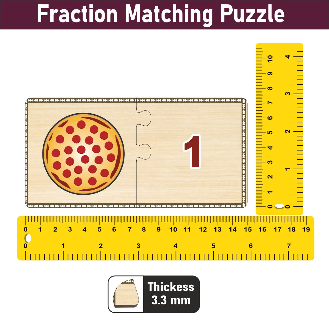 Fraction Master Wooden Match-Up: Self-Correcting Puzzle Game for kids