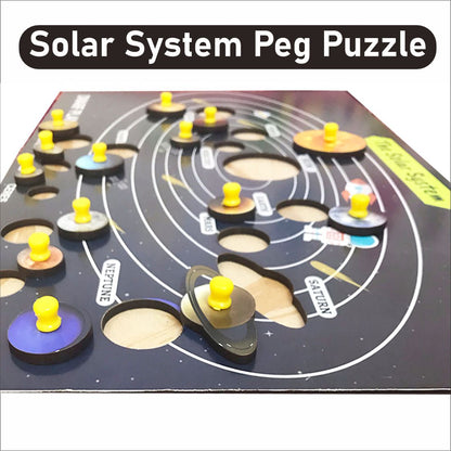 Wooden Solar System Educational Peg Board Puzzle -12*18 inch