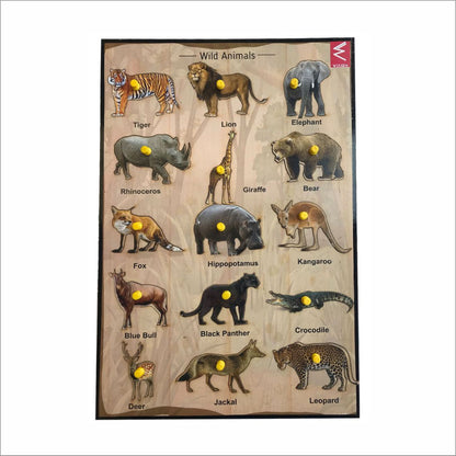 Wooden Wild Animals Peg Board Puzzle- 12*18 inch