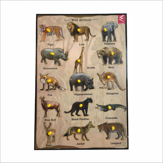 Wooden Wild Animals Peg Board Puzzle- 12*18 inch