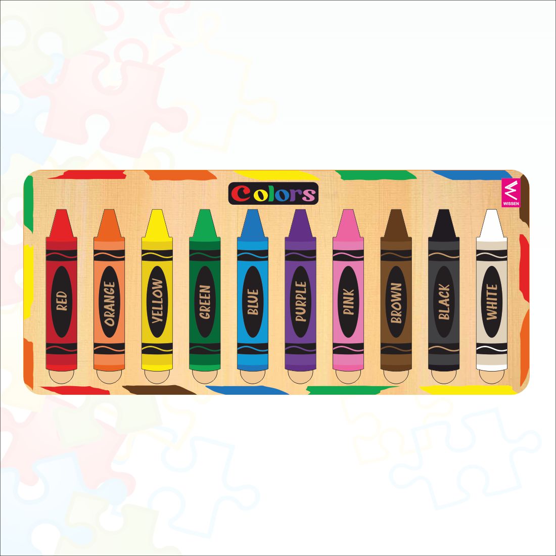 Wooden Colors and Crayons Matching Puzzle- 9*4inch