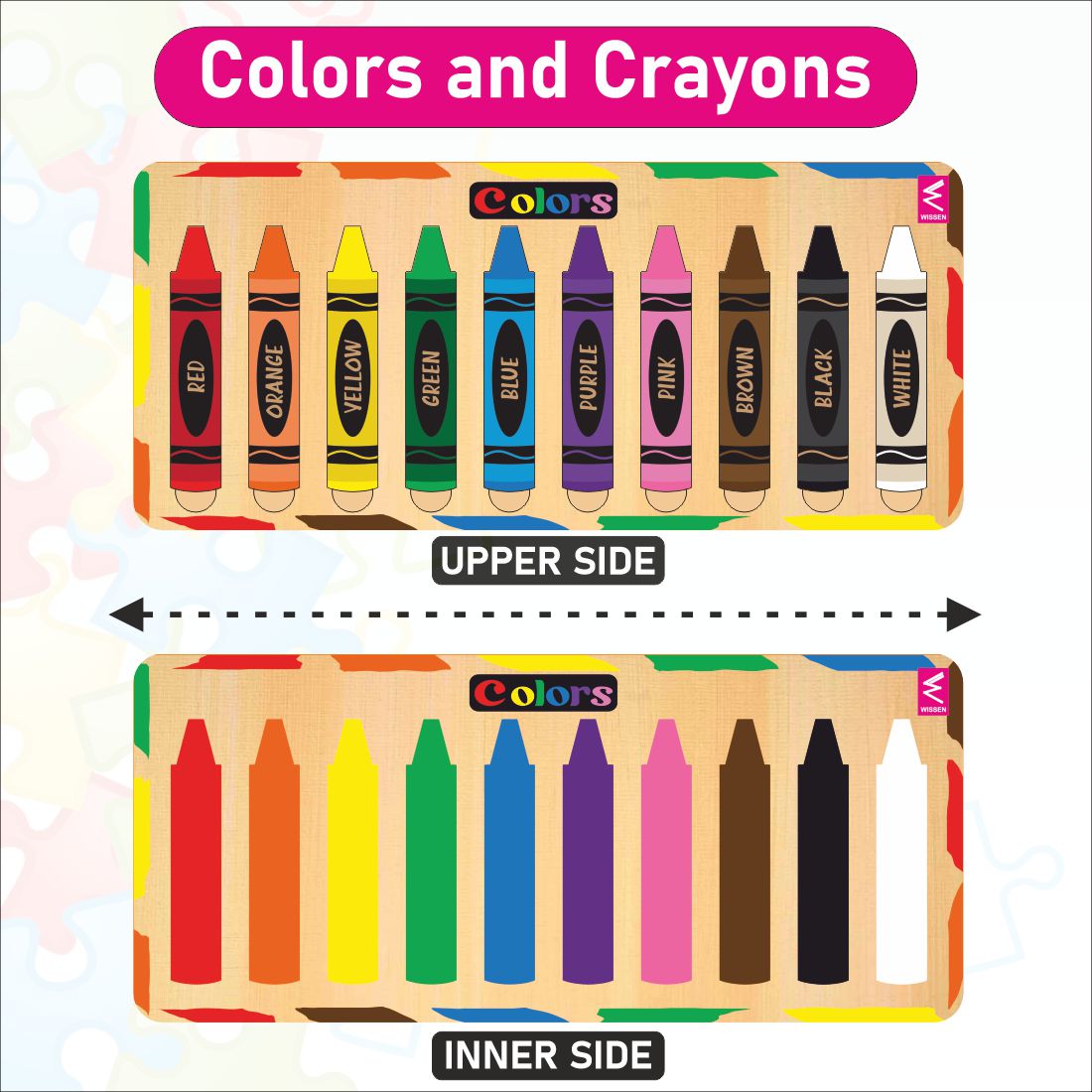 Wooden Colors and Crayons Matching Puzzle- 9*4inch