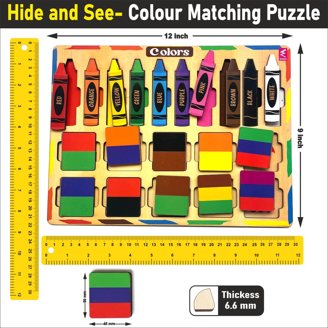 Wooden Hide and See Color Matching Puzzle