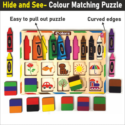 Wooden Hide and See Color Matching Puzzle