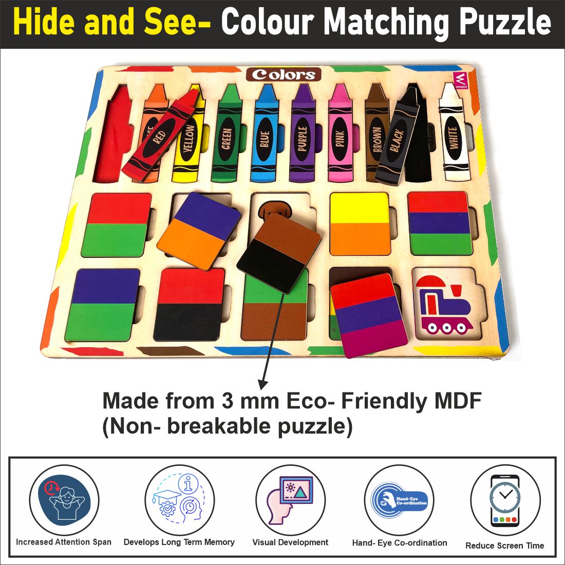 Wooden Hide and See Color Matching Puzzle