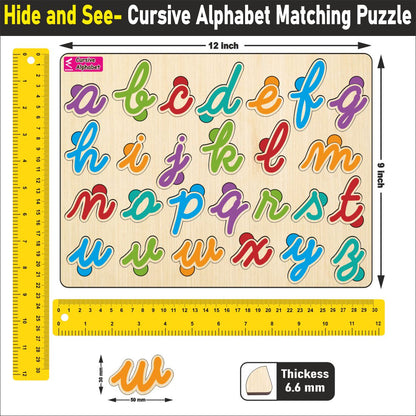 Wooden Hide and See Cursive Capital Alphabet Puzzle