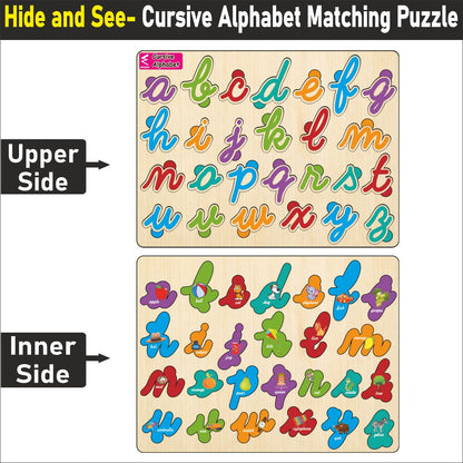 Wooden Hide and See Cursive Capital Alphabet Puzzle