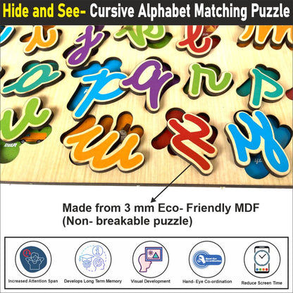 Wooden Hide and See Cursive Capital Alphabet Puzzle