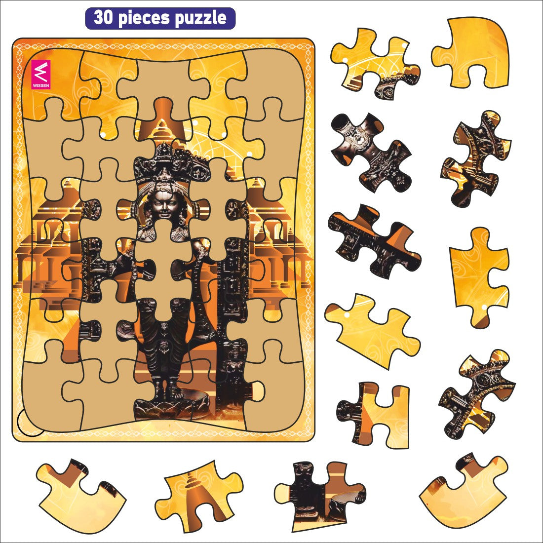 Shri Ram Lalla Wooden Jigsaw Puzzle : Explore Ayodhya's Majesty with Shri Ramlalla's Serene Design-12*9 INCH- 30 PIECES