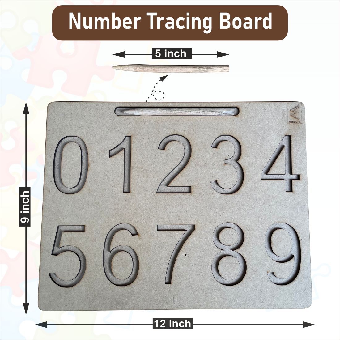 Wooden Number 1-10 Tracing board- 12*9 inch for kids