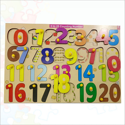 Wooden Numbers 0-20 Peg  Board Puzzle- 12*18 inch