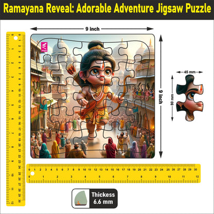 Wooden Jigsaw Puzzle "Ramayana Reveal: Adorable Adventure Jigsaw Puzzle"-  9*9 inch- 4 years above