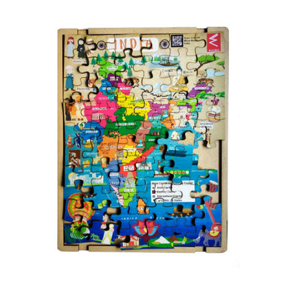 Wooden India Map Jigsaw Puzzle with puzzle tray- 12*18 inch