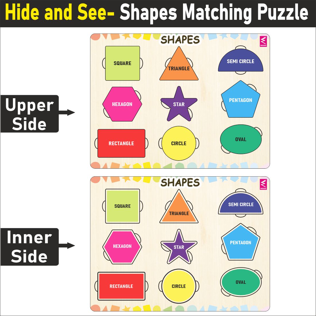 Wooden Hide and See Shapes Puzzle