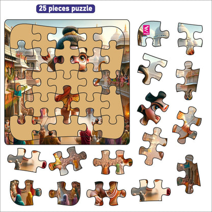 Wooden Jigsaw Puzzle "Ramayana Reveal: Adorable Adventure Jigsaw Puzzle"-  9*9 inch- 4 years above