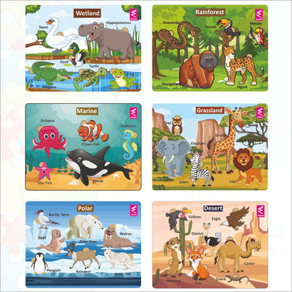 Wooden  Habitat Learning Puzzle board game for kids Set of 6