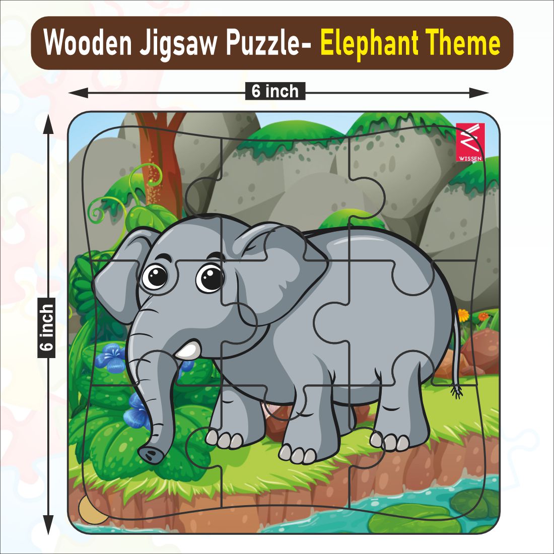 Wooden jigsaw Puzzle- 6*6 inch Elephant Theme