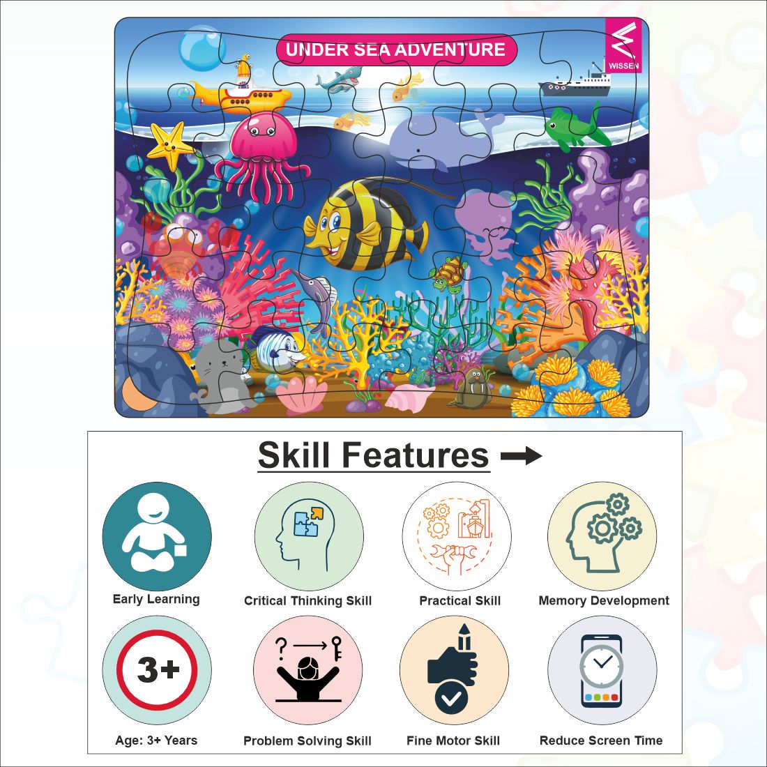 Wooden Jigsaw puzzle -12*9 inch- Under Sea theme