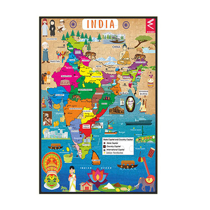 Wooden India Map Jigsaw Puzzle with wooden box packing- 12*18 inch