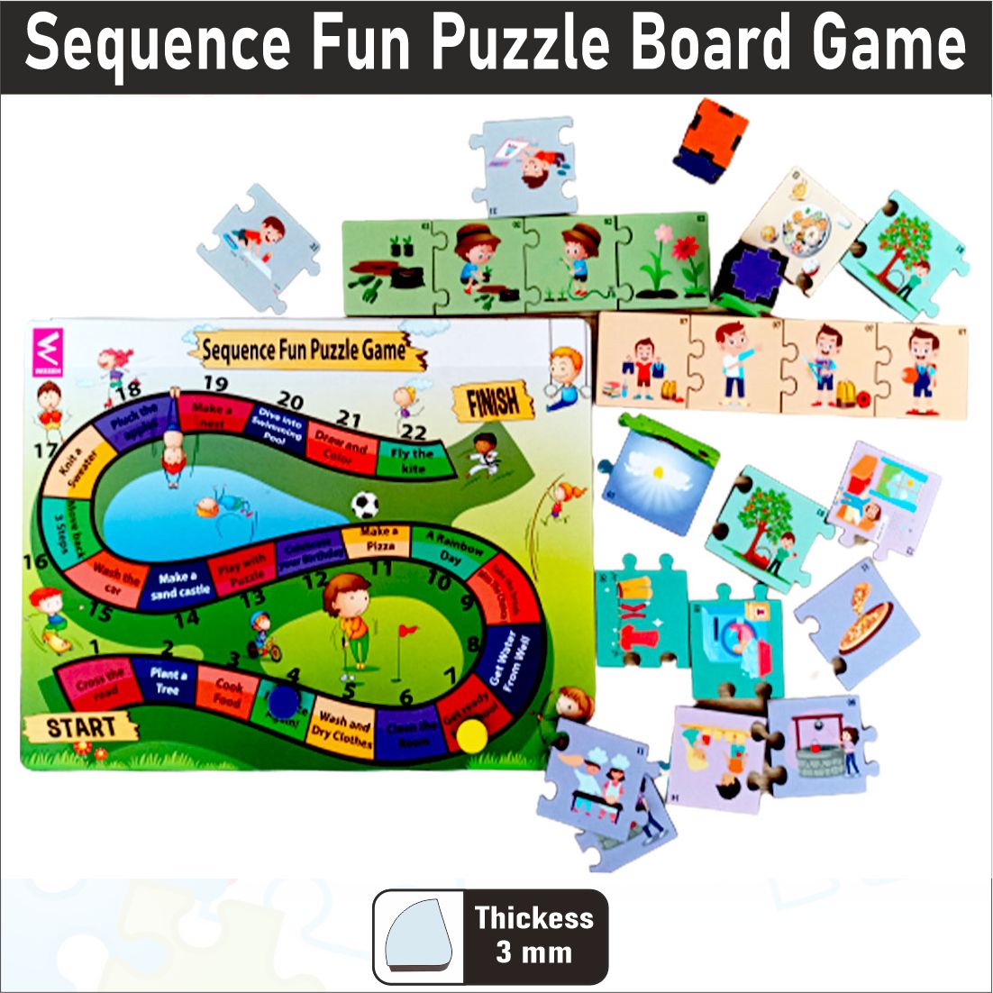 Wooden Sequence Fun Puzzle Board Game